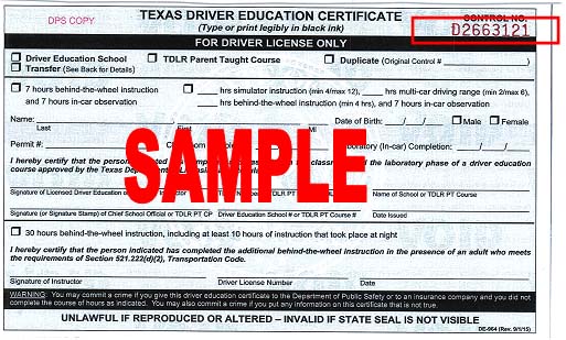 Driver Education Course Number: